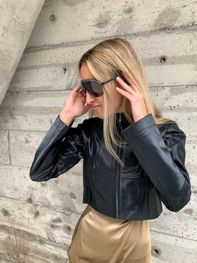 1995 Junya Watanabe for Comme des Garçons Crop Satin Motorcycle Jacket