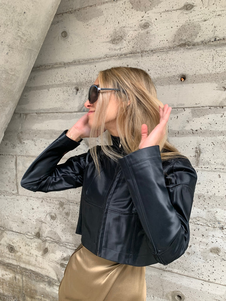 1995 Junya Watanabe for Comme des Garçons Crop Satin Motorcycle Jacket