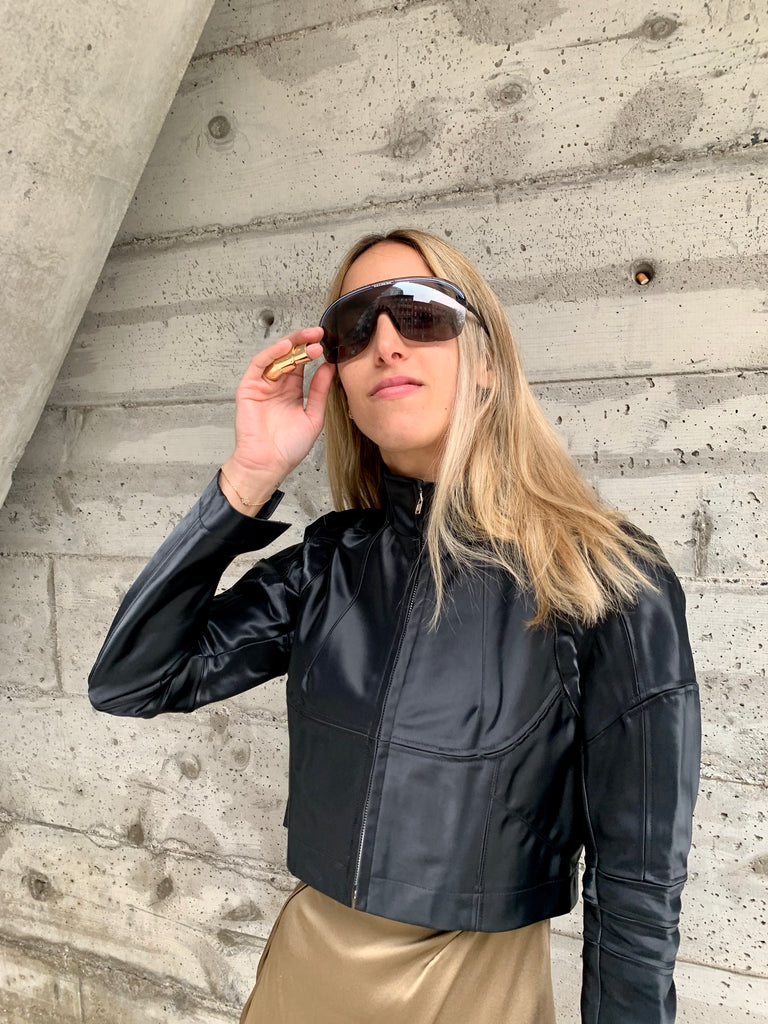 1995 Junya Watanabe for Comme des Garçons Crop Satin Motorcycle Jacket