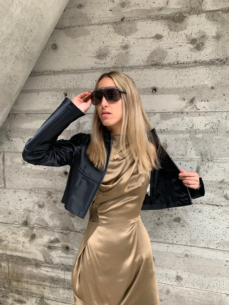 1995 Junya Watanabe for Comme des Garçons Crop Satin Motorcycle Jacket