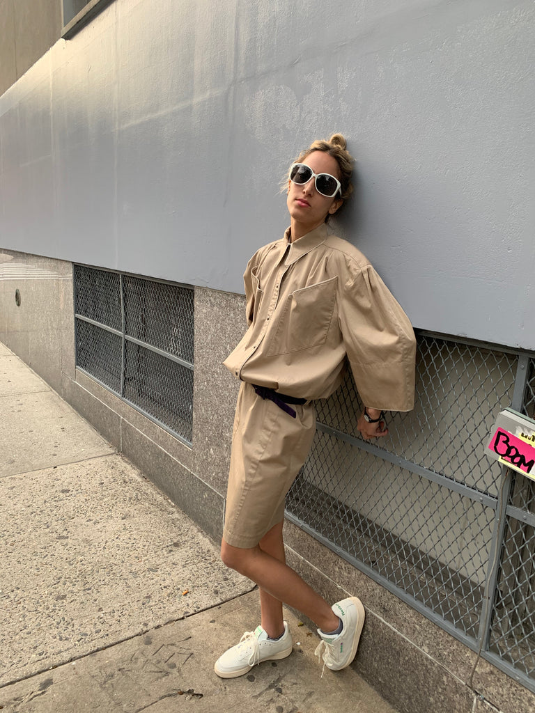 1980s Thierry Mugler Cotton Khaki Dress