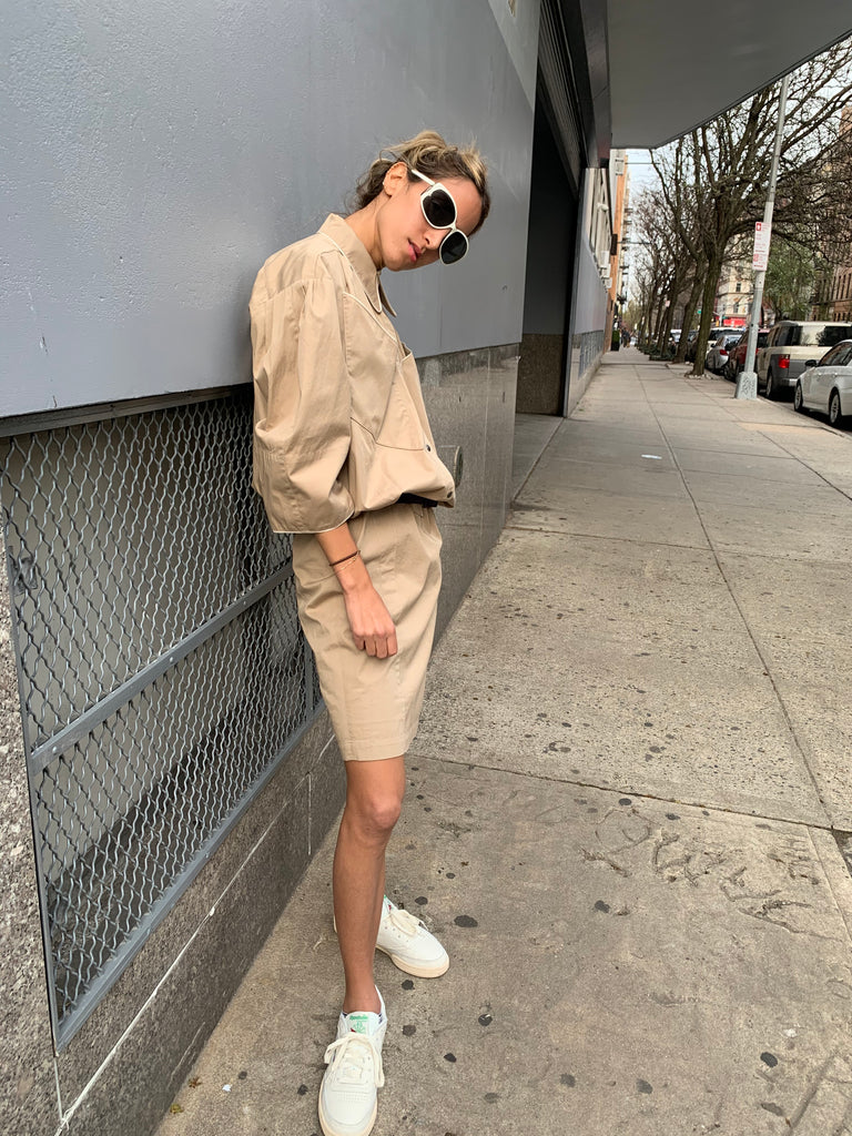 1980s Thierry Mugler Cotton Khaki Dress