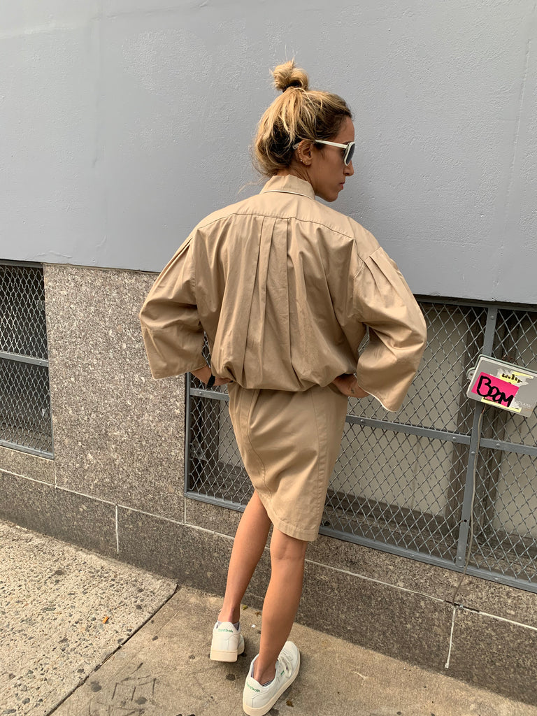 1980s Thierry Mugler Cotton Khaki Dress