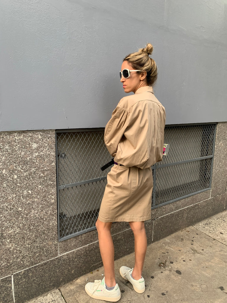 1980s Thierry Mugler Cotton Khaki Dress