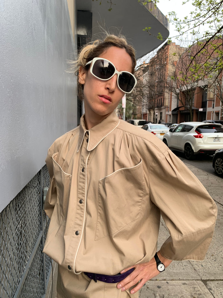 1980s Thierry Mugler Cotton Khaki Dress