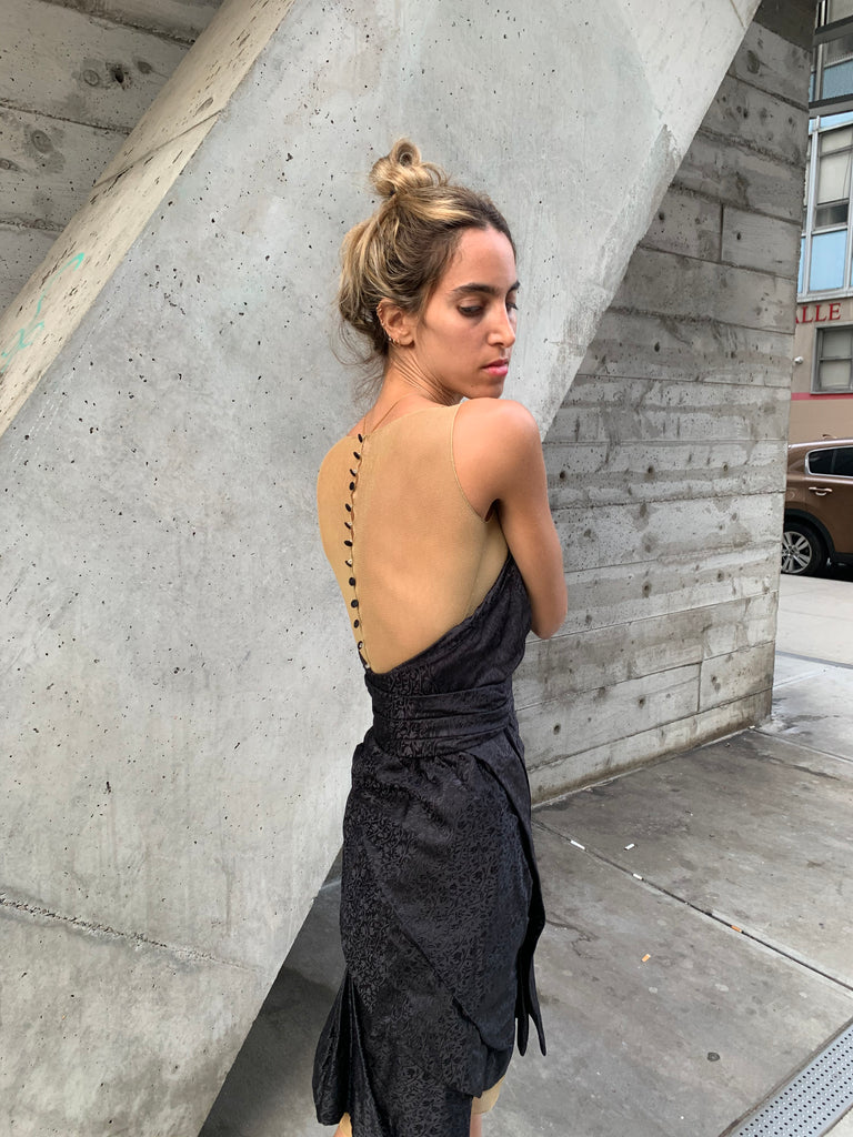 1990’s/2000’s Nina Ricci Nude Mesh and Strapless Silk Dress