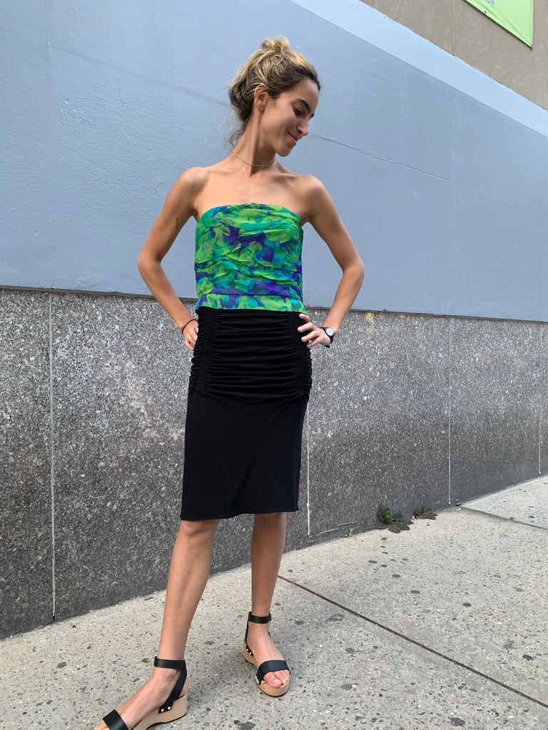 1970/80’s Guy Laroche Print Silk Pleated Bustier