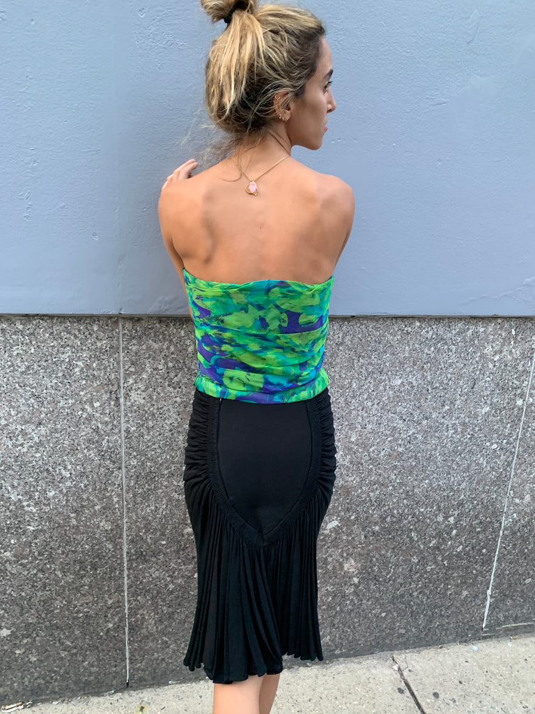 1970/80’s Guy Laroche Print Silk Pleated Bustier