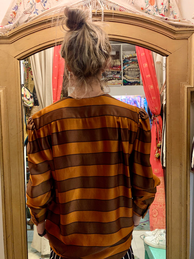 1990s-2000s Valentino Striped Silk Blouse