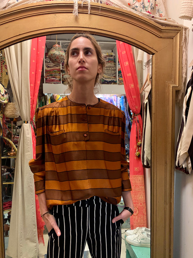 1990s-2000s Valentino Striped Silk Blouse