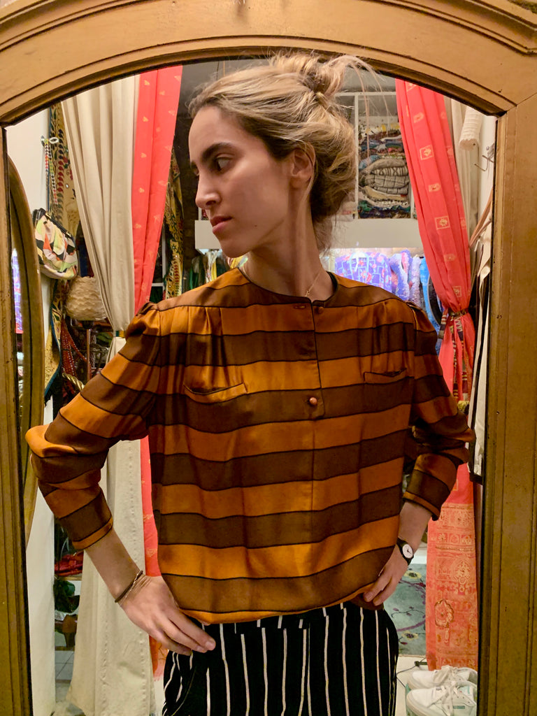 1990s-2000s Valentino Striped Silk Blouse
