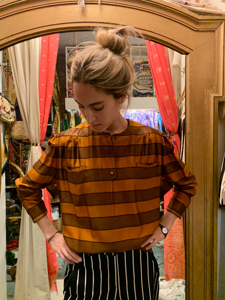 1990s-2000s Valentino Striped Silk Blouse