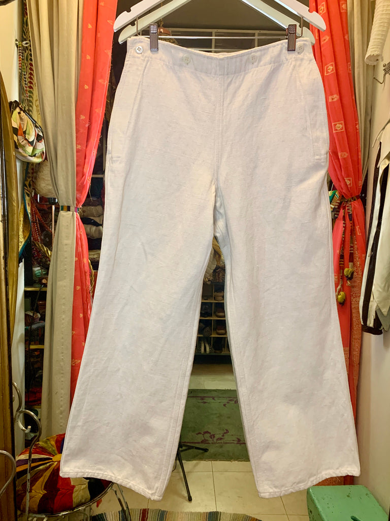 1960s Broadcloth White Sailor Pants