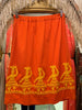 1960's Vintage South American Figural Embroidered Orange Cotton Skirt