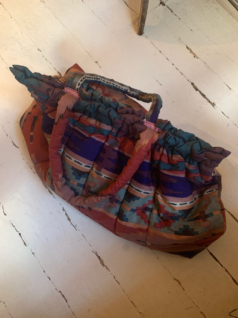 1980s Vintage Southwestern Pattern Terracotta and Blue Large Purse - SOLD