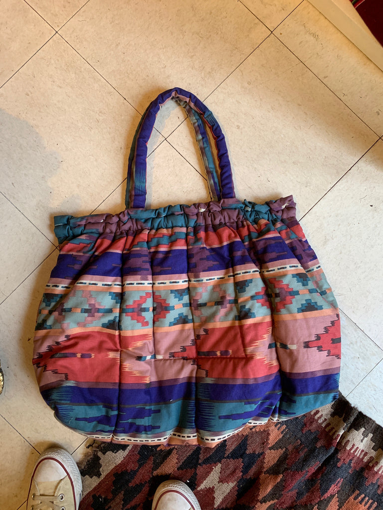 1980s Vintage Southwestern Pattern Terracotta and Blue Large Purse - SOLD