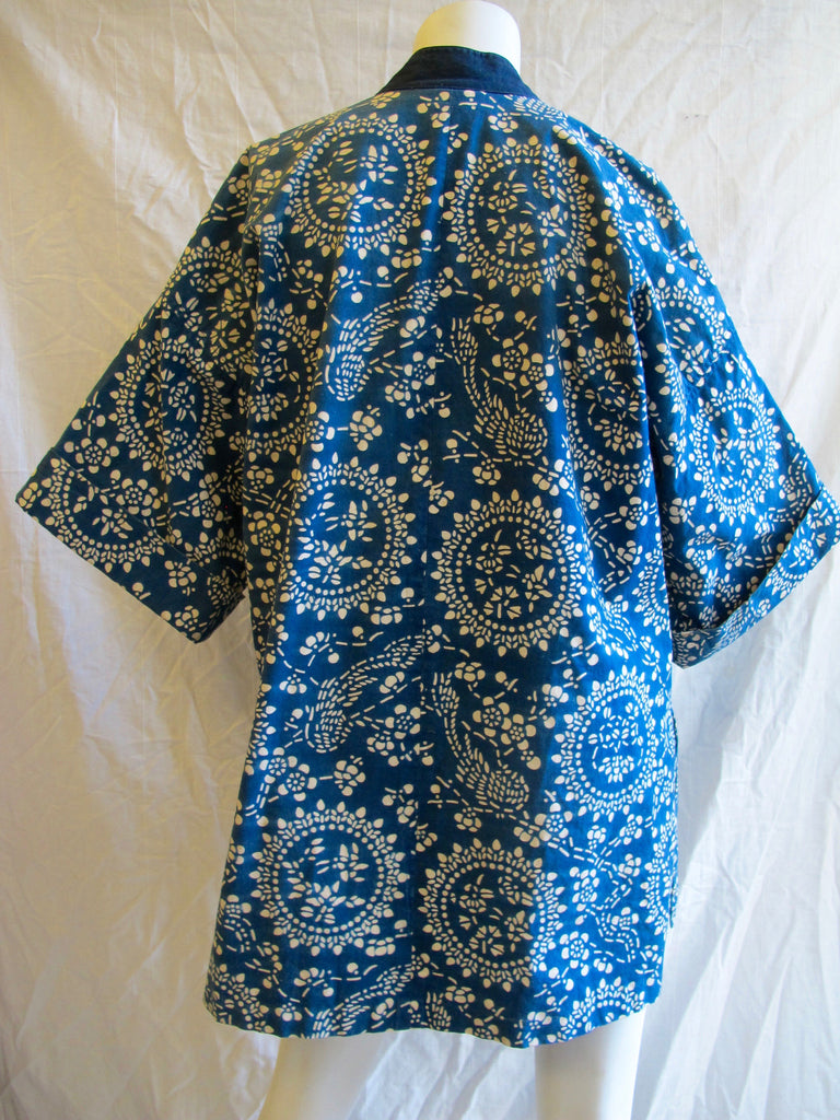 Japanese, indigo, print, cotton, blue, vintage, oversized