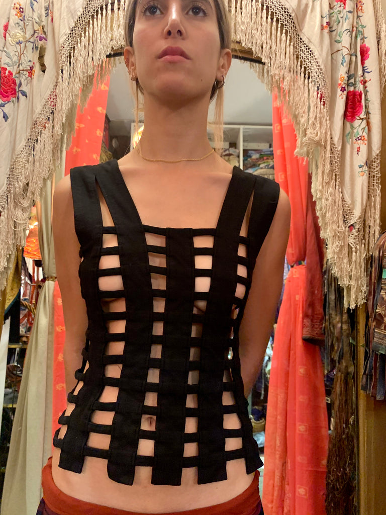 1990s-2000s Black Cage Bustier