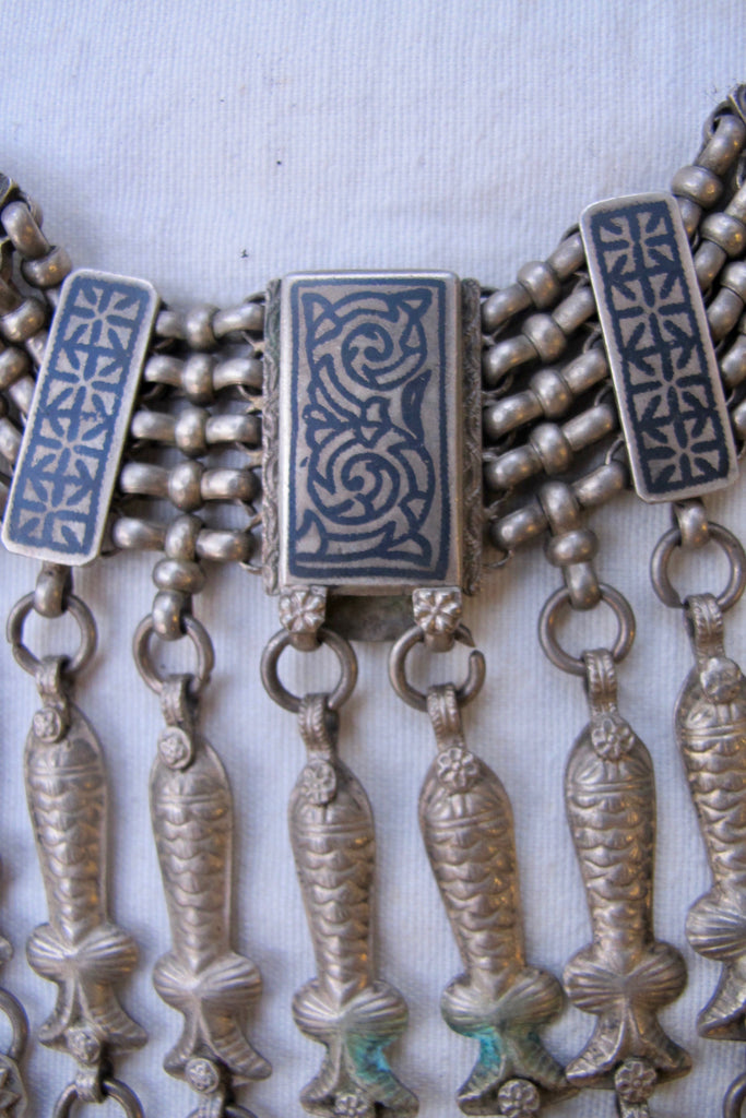 Afghani Enamel and Silver Coin Choker - SOLD
