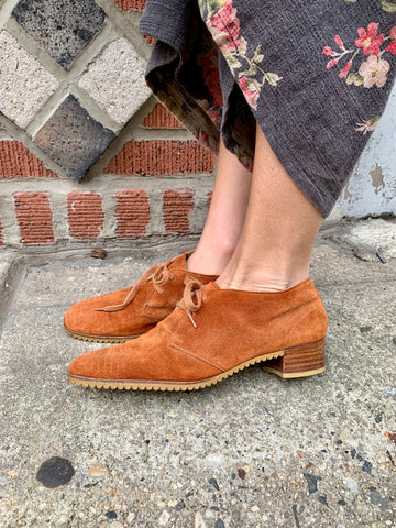 1960's Ecru Studded Loafer Heels
