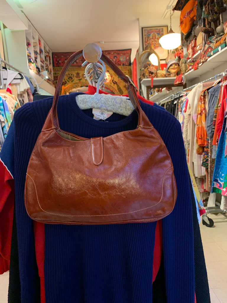 1970s Vintage Gucci Classic Striped Hobo Horse Bit Brown Leather Purse - SOLD