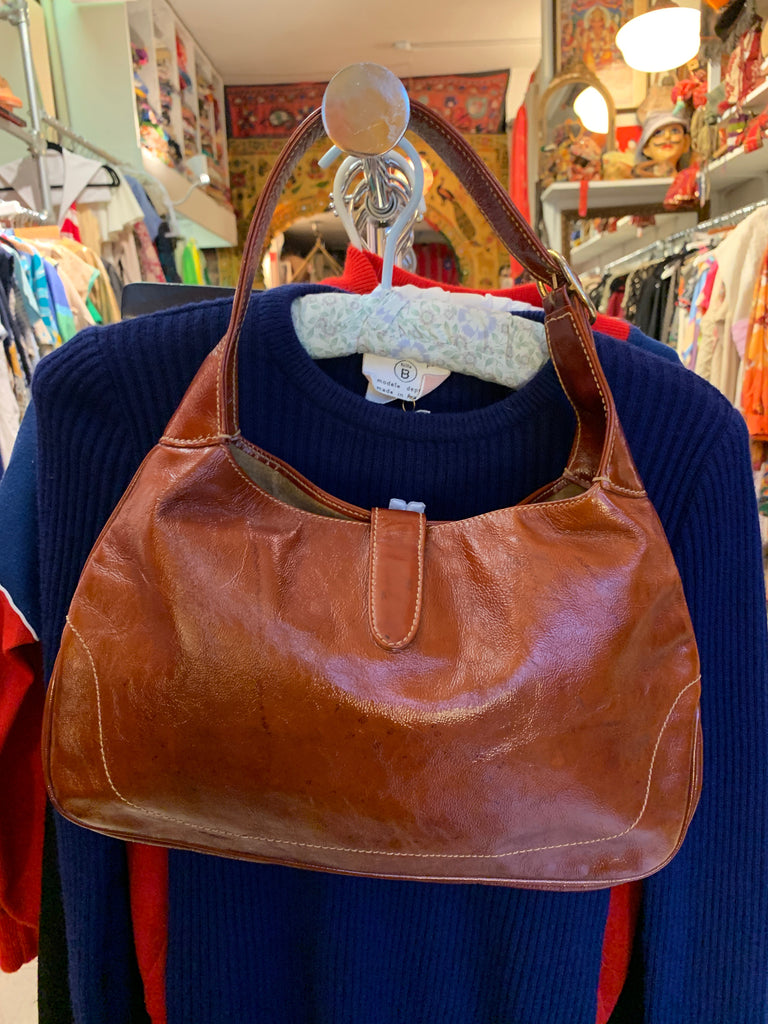 1970s Vintage Gucci Classic Striped Hobo Horse Bit Brown Leather Purse - SOLD