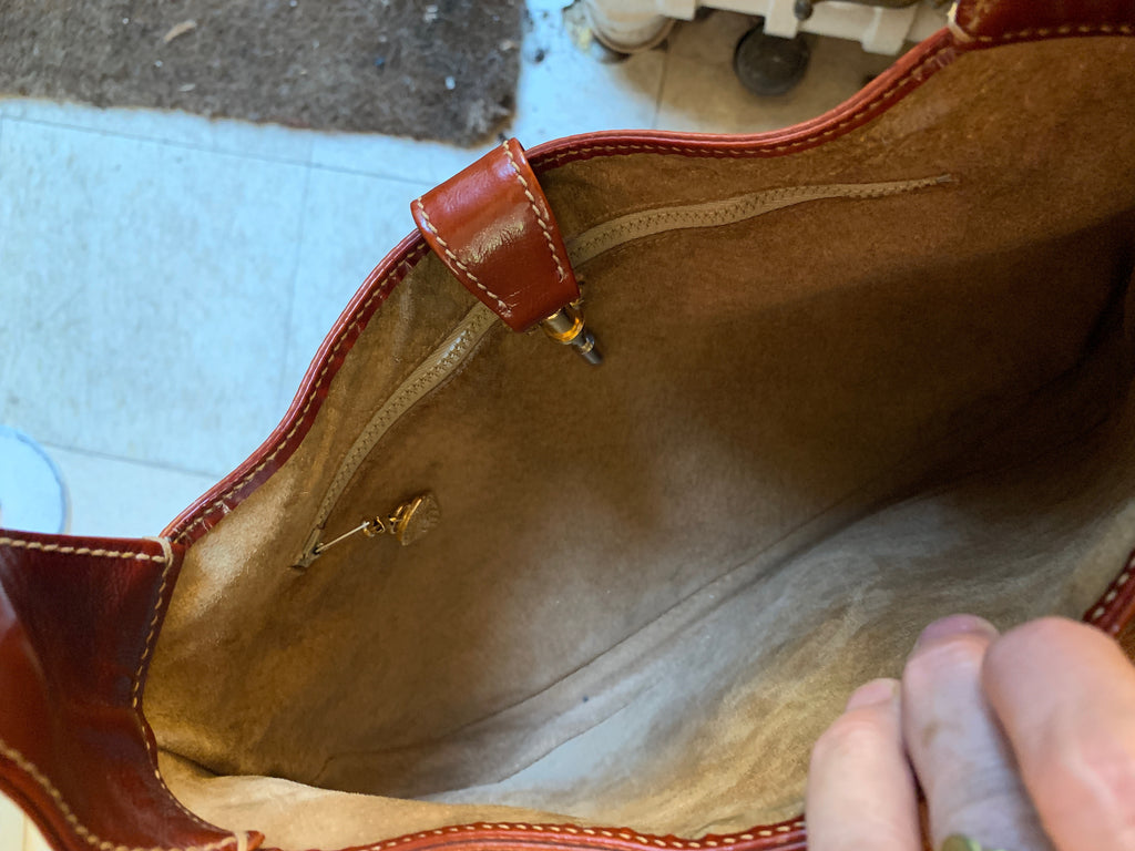 1970s Vintage Gucci Classic Striped Hobo Horse Bit Brown Leather Purse - SOLD