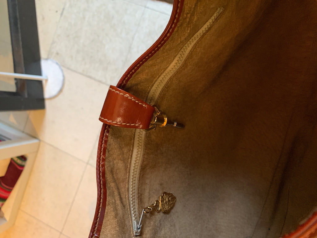 1970s Vintage Gucci Classic Striped Hobo Horse Bit Brown Leather Purse - SOLD