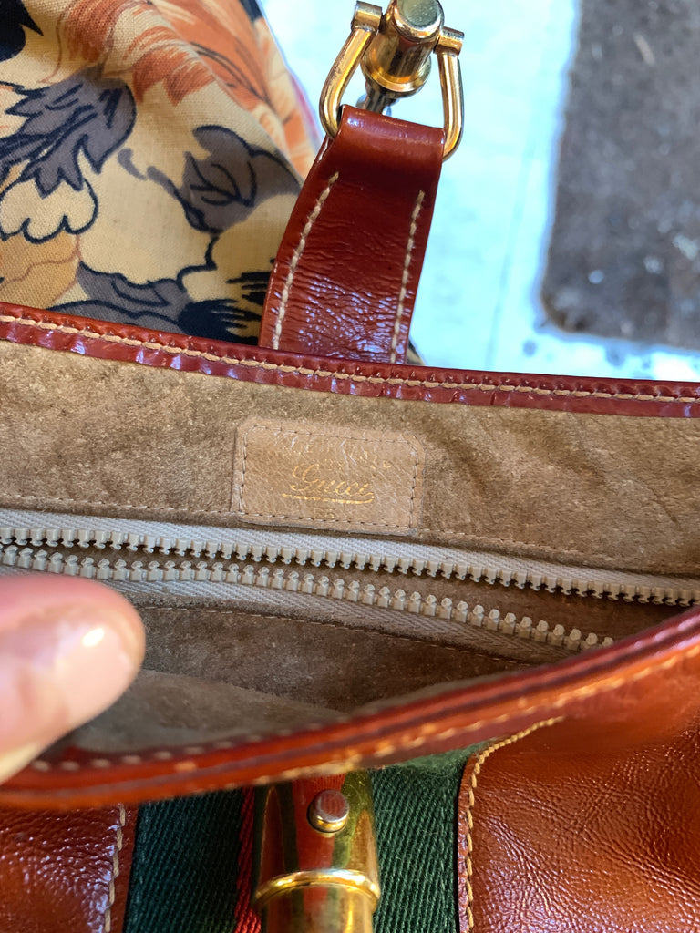 1970s Vintage Gucci Classic Striped Hobo Horse Bit Brown Leather Purse - SOLD