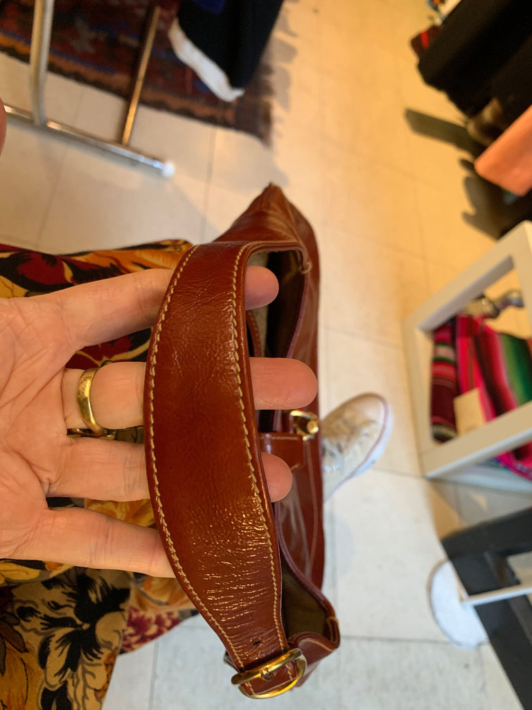 1970s Vintage Gucci Classic Striped Hobo Horse Bit Brown Leather Purse - SOLD