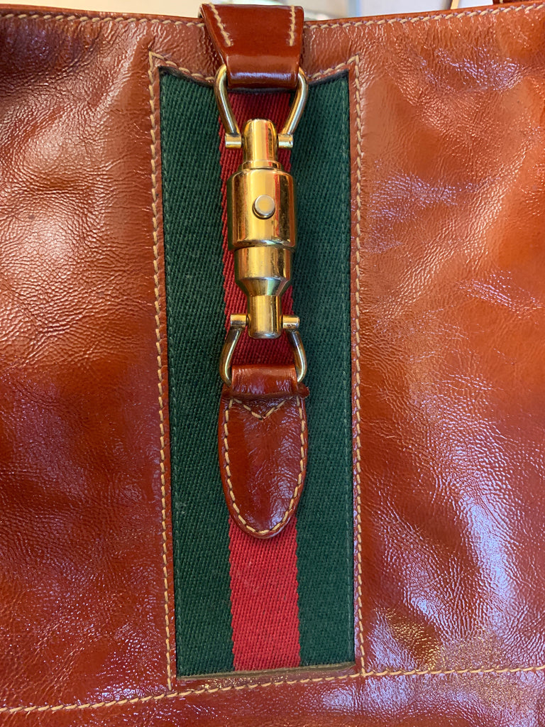 1970s Vintage Gucci Classic Striped Hobo Horse Bit Brown Leather Purse - SOLD