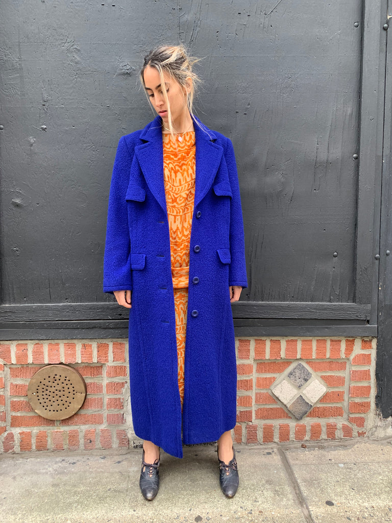 1980’s Valentino Trench-Style Brilliant Blue Overcoat