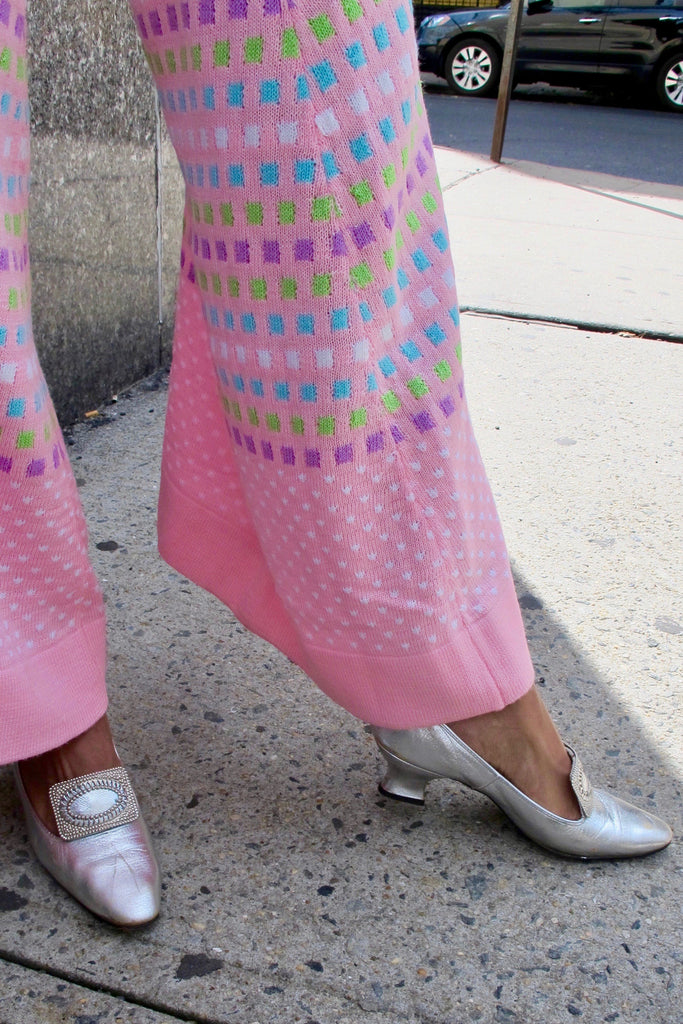 1960's Silver Lamé French Buckle Heels
