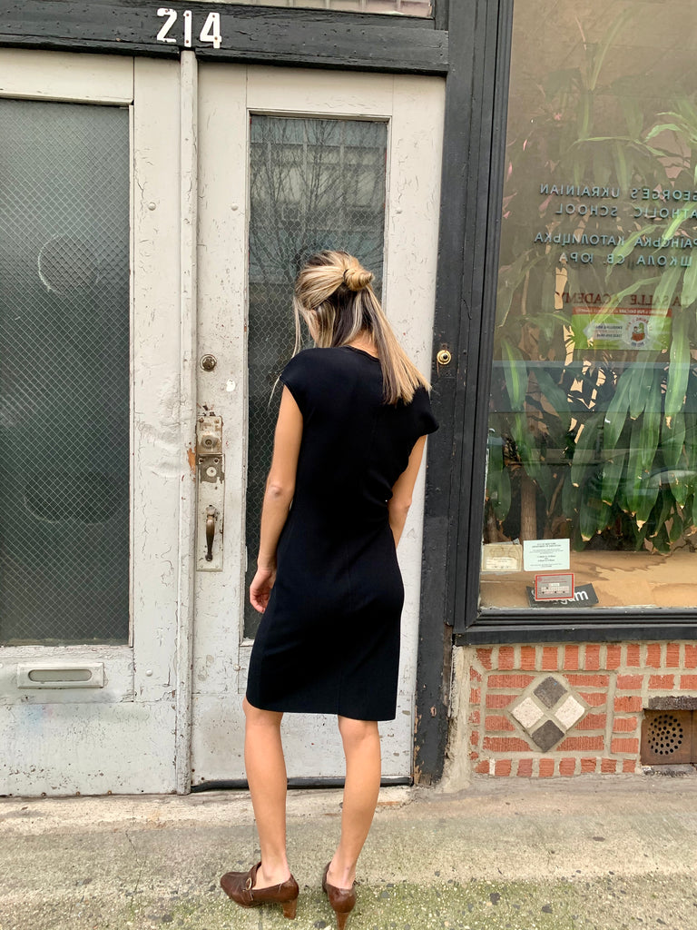 2000s Lanvin Black Woven Ribbon Tie Dress - SOLD