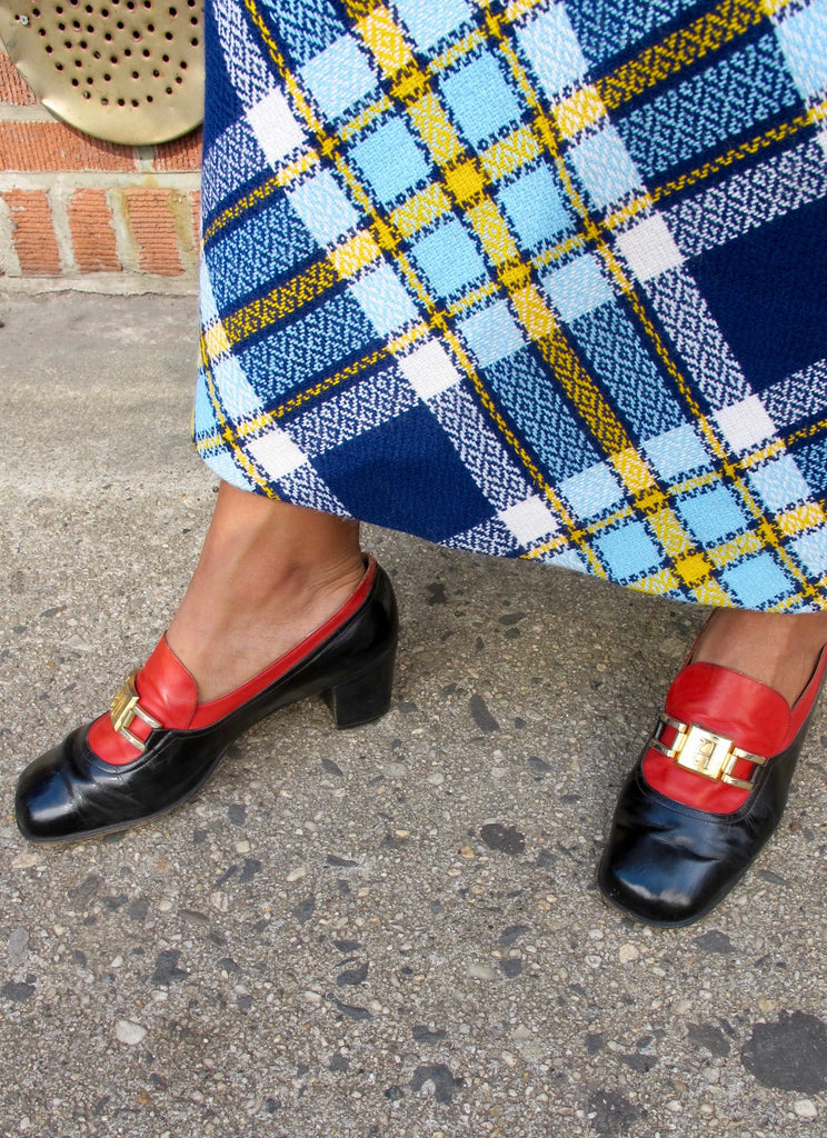1970's Aigner Navy and Red Heeled Loafers - SOLD