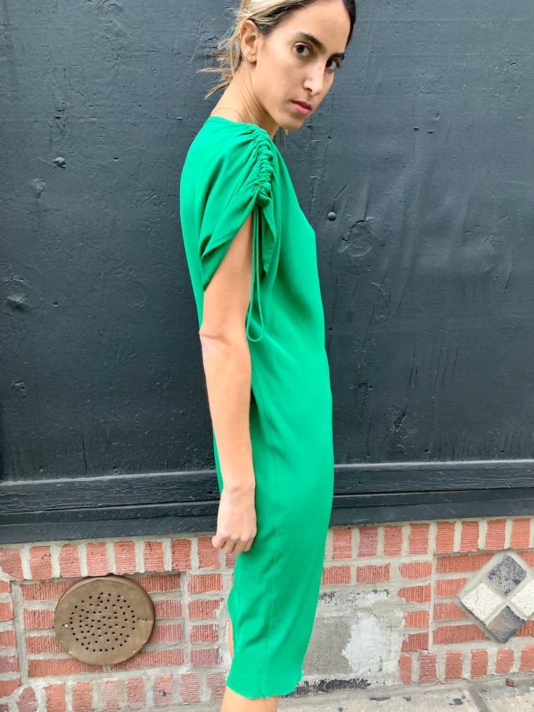 1990s-2000s Emerald Green Silk Sheath Dress