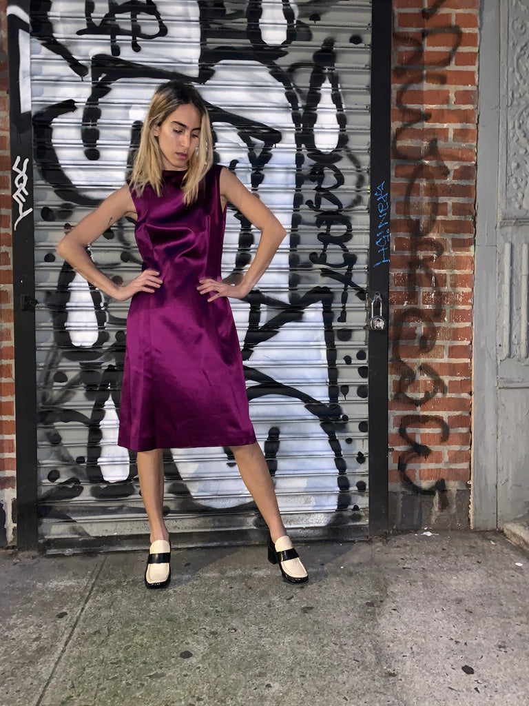 2000s Lanvin Silk Purple Sheath Dress
