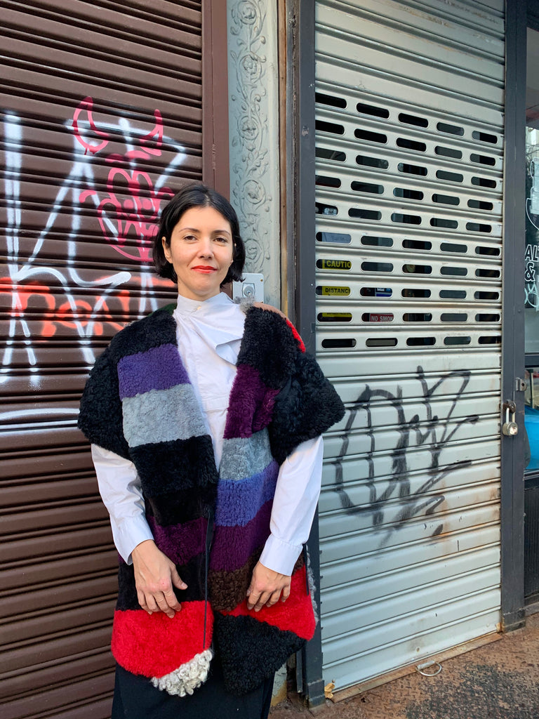 1990s-2000s Patchwork Dyed Sheepskin Vest