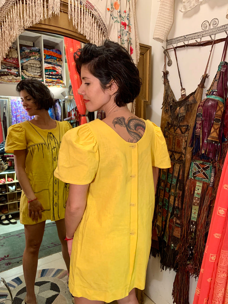 1960s Yellow Trompe-l’oeil Shirt/Dress