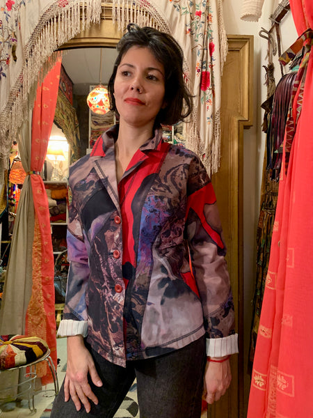 1990s Issey Miyake Japanese Designer Printed Painterly Patchwork