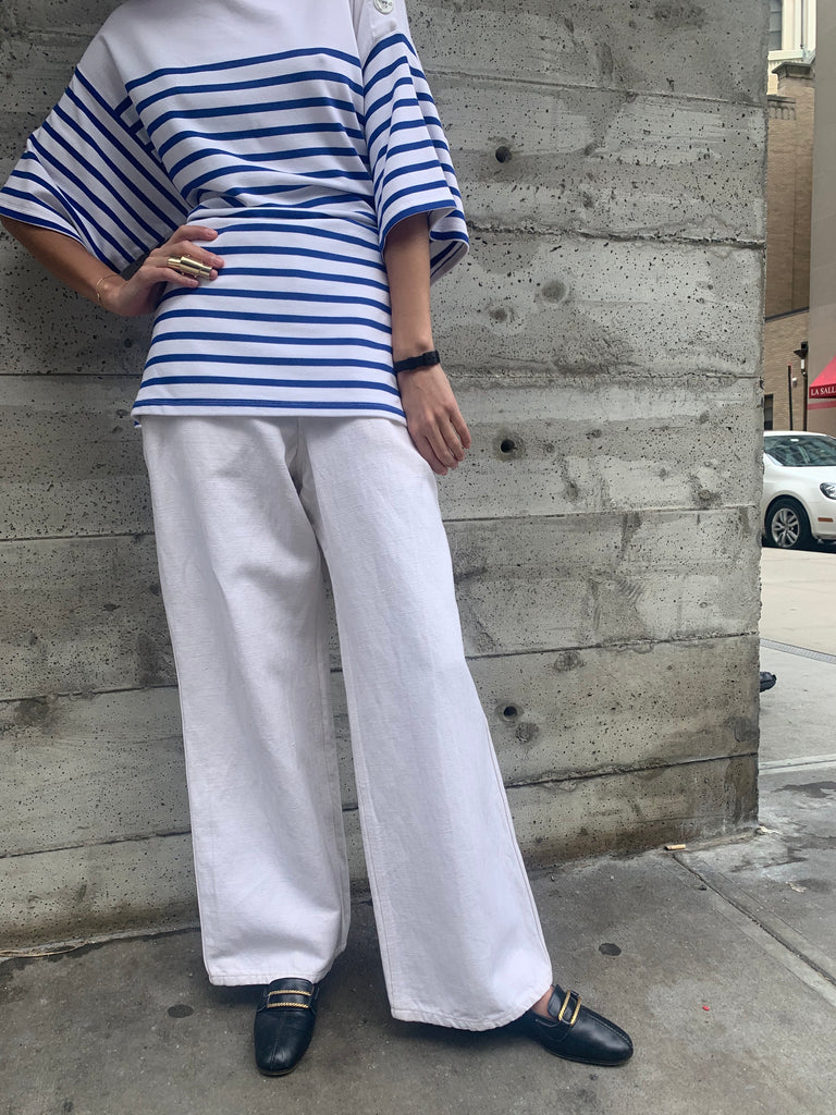 1960s Broadcloth White Sailor Pants