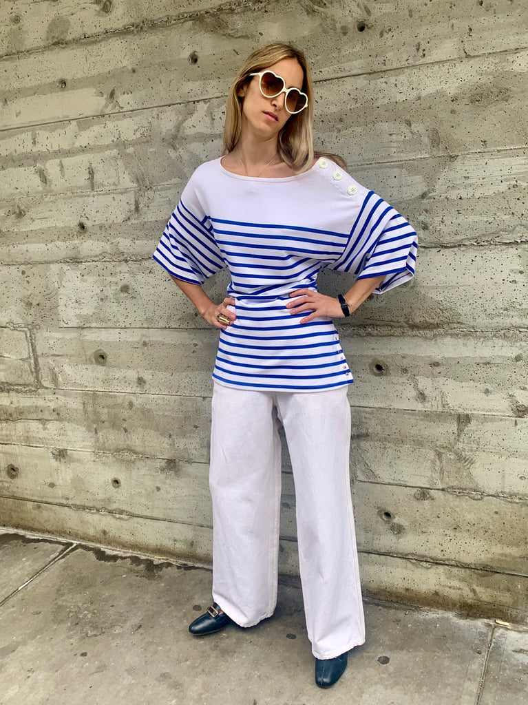 1960s Broadcloth White Sailor Pants