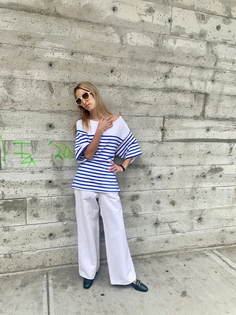 1960s Broadcloth White Sailor Pants