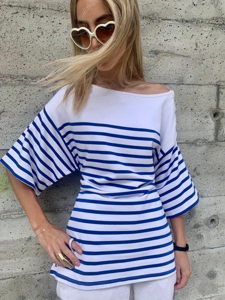 1990s-2000s Jean Paul Gaultier Striped Sailor Jersey with Corseted