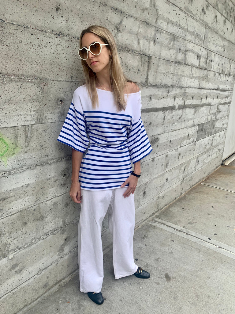 1960s Broadcloth White Sailor Pants