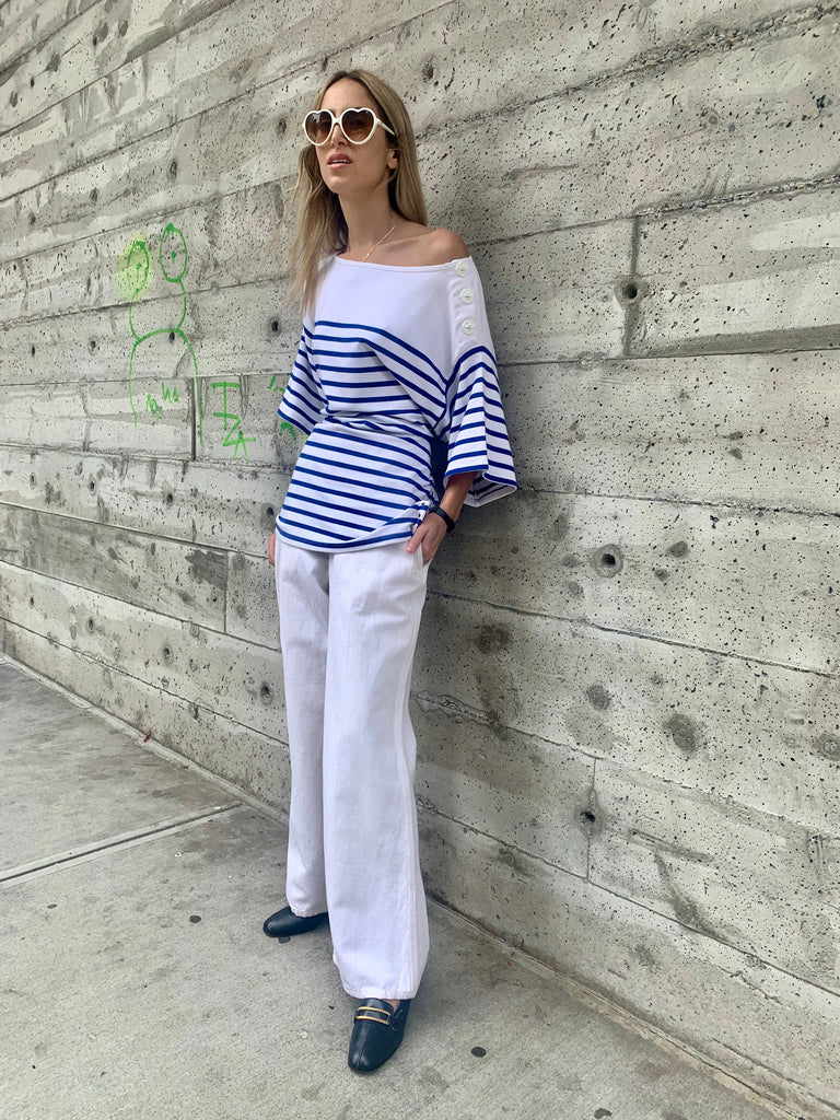 1960s Broadcloth White Sailor Pants