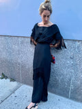1930’s Black Silk Dress with Fringe Trim