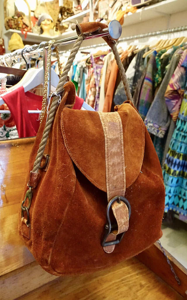 1970's Nautical Rope Rust Suede Bag - SOLD