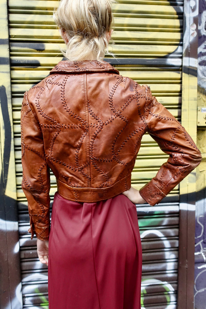1970's Whipstitched Brown Leather Jacket - SOLD