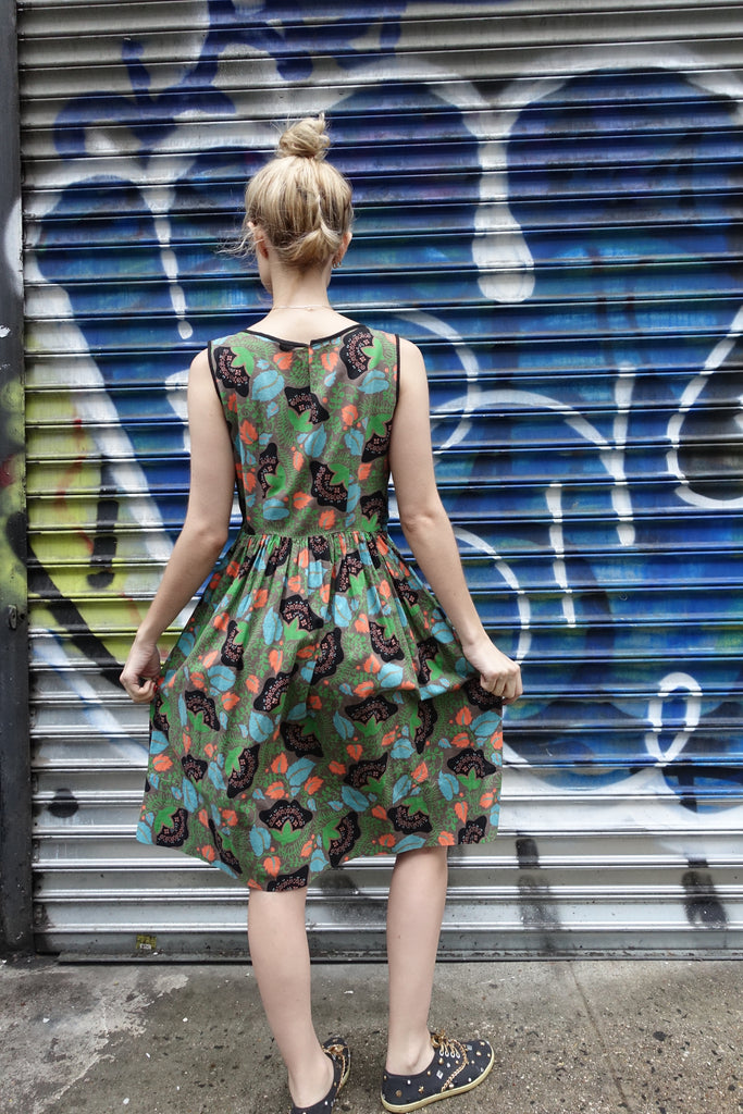 Early 1960's Green Floral Print Dress - SOLD